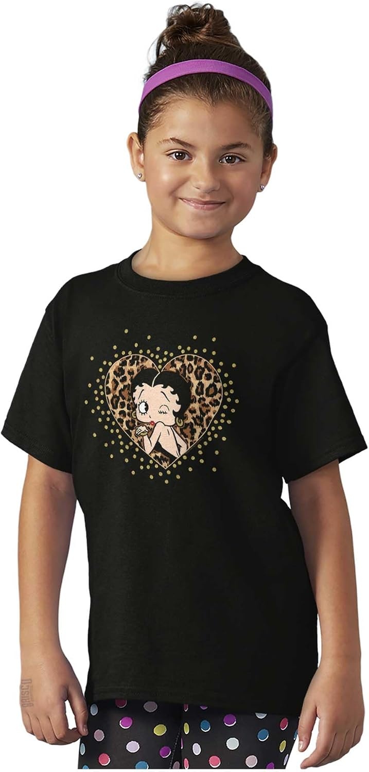 image:imageBetty Boop Cheetah Print Heart Girls Kids T Shirt Tees