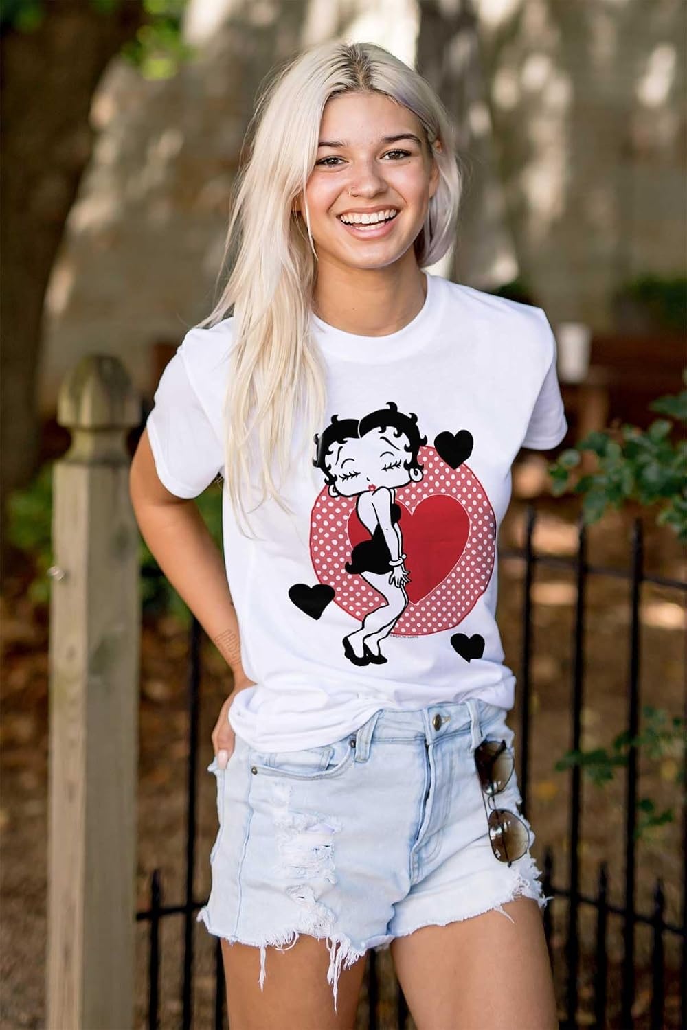 image:imageBetty Boop Cute Sassy Kissy Face Womens Graphic T Shirt TeesWhite
