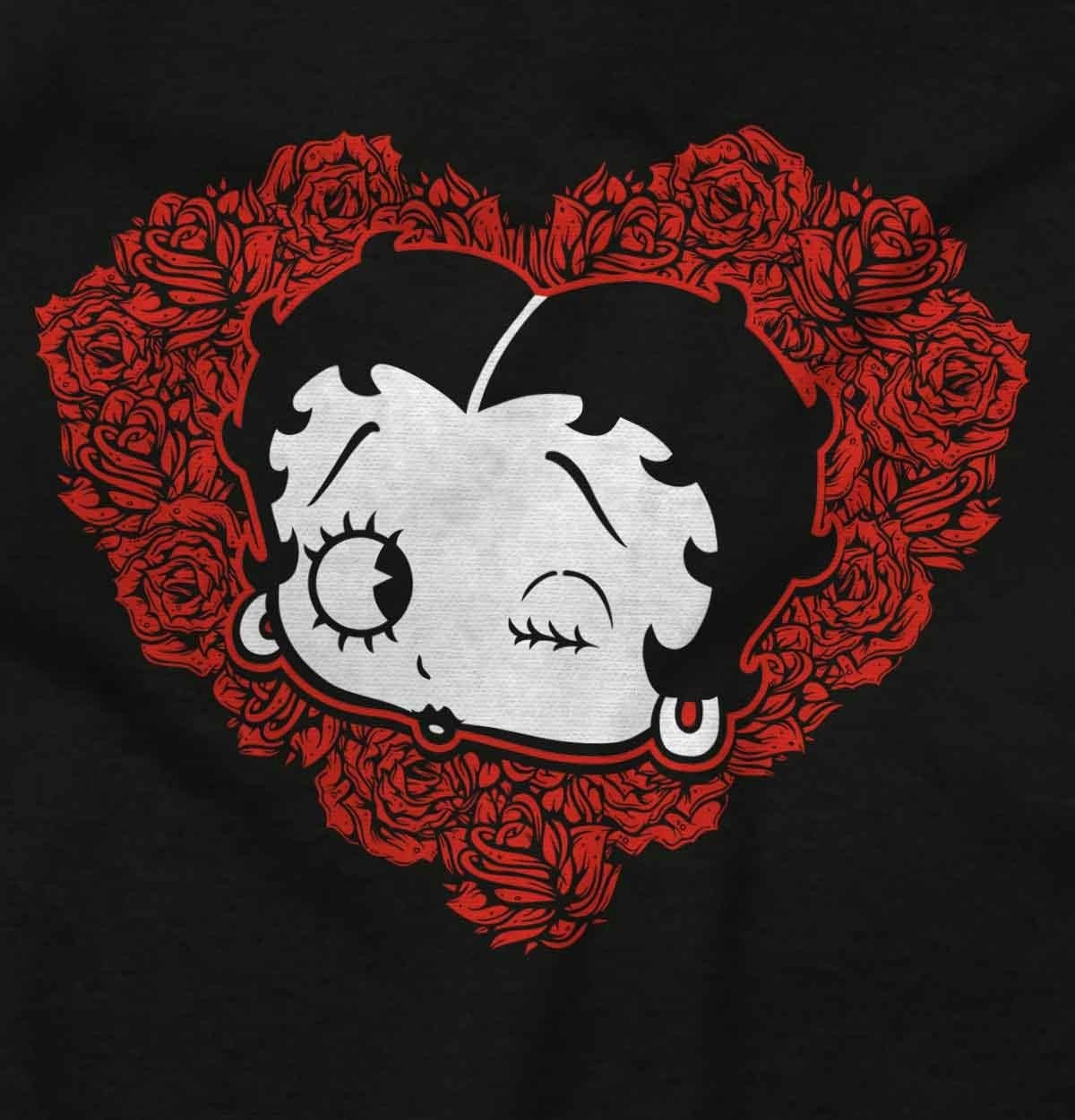 image:imageBetty Boop Heart Wink Blowing Kisses Womens Graphic T Shirt TeesBlack