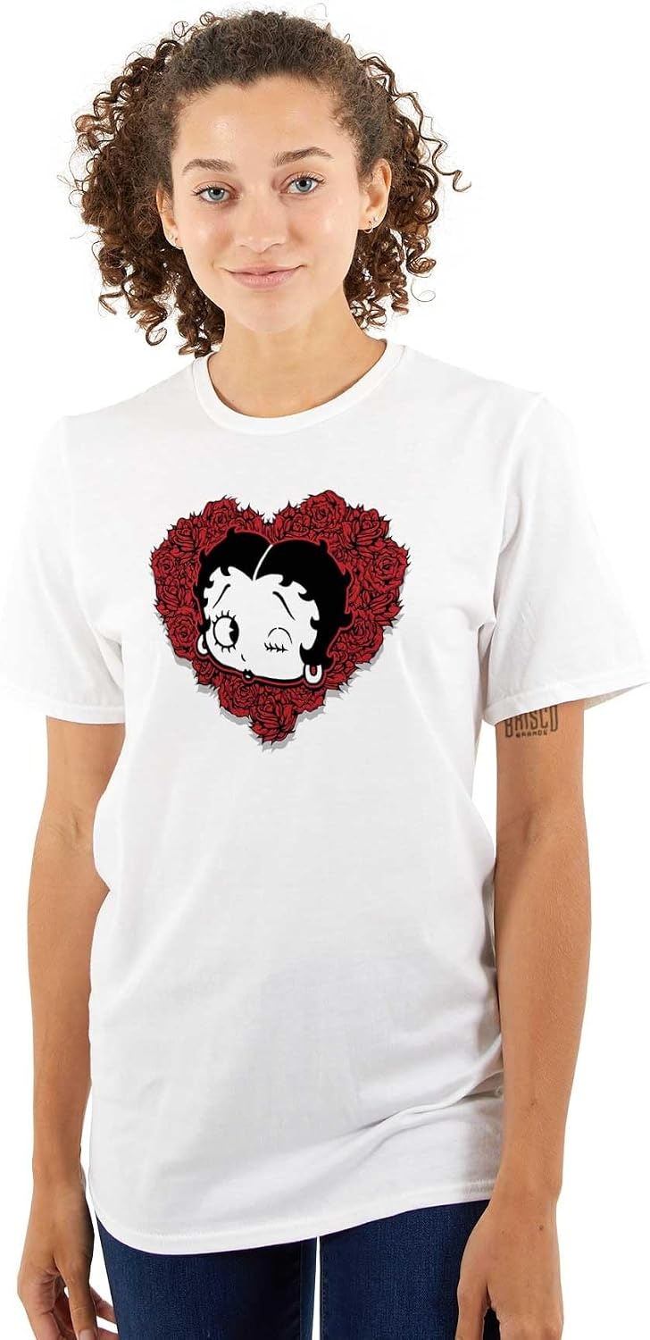 image:imageBetty Boop Heart Wink Blowing Kisses Womens Graphic T Shirt TeesWhite