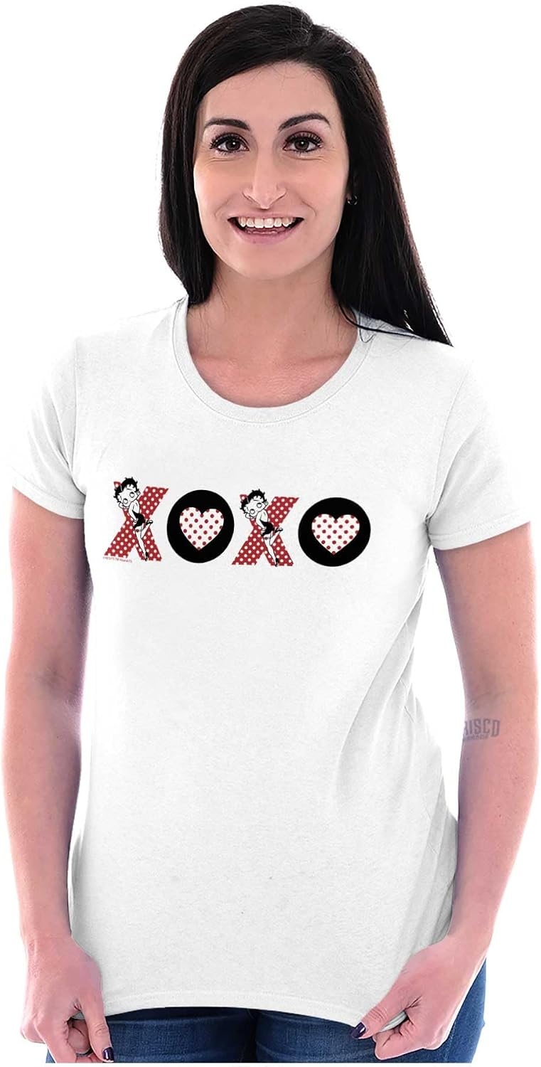 image:imageBetty Boop Kisses and Hugs XO Cute Womens Slim Fit Graphic Tee