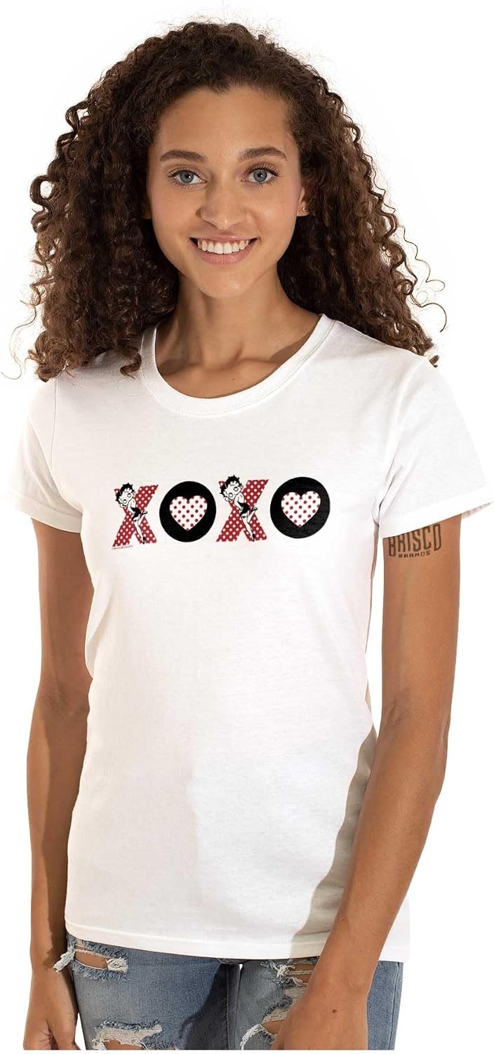 image:imageBetty Boop Kisses and Hugs XO Cute Womens Slim Fit Graphic Tee