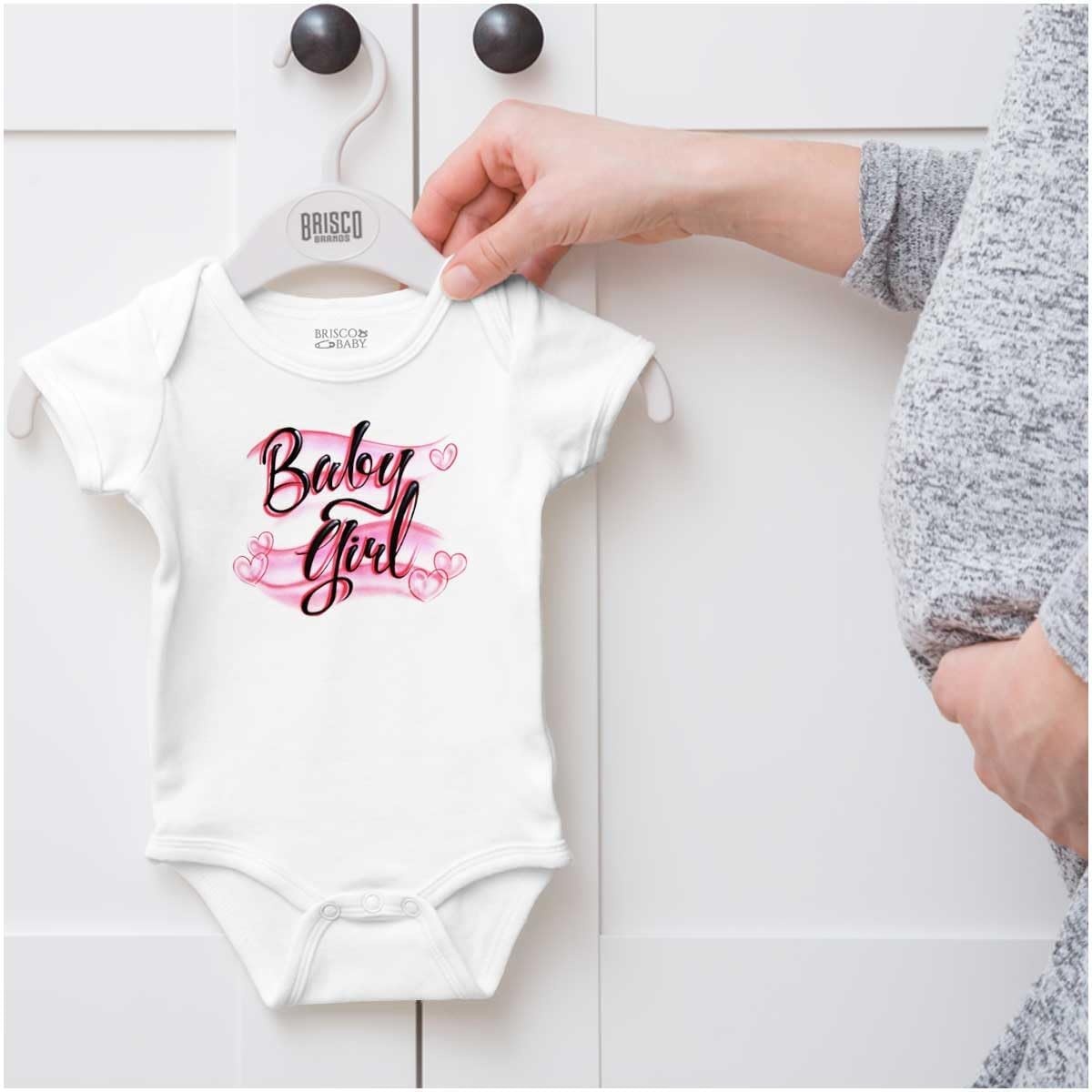 image:imageBrisco Brands Airbrushed Baby Girl Hearts Love Baby Bodysuit Jumper GirlsWhite