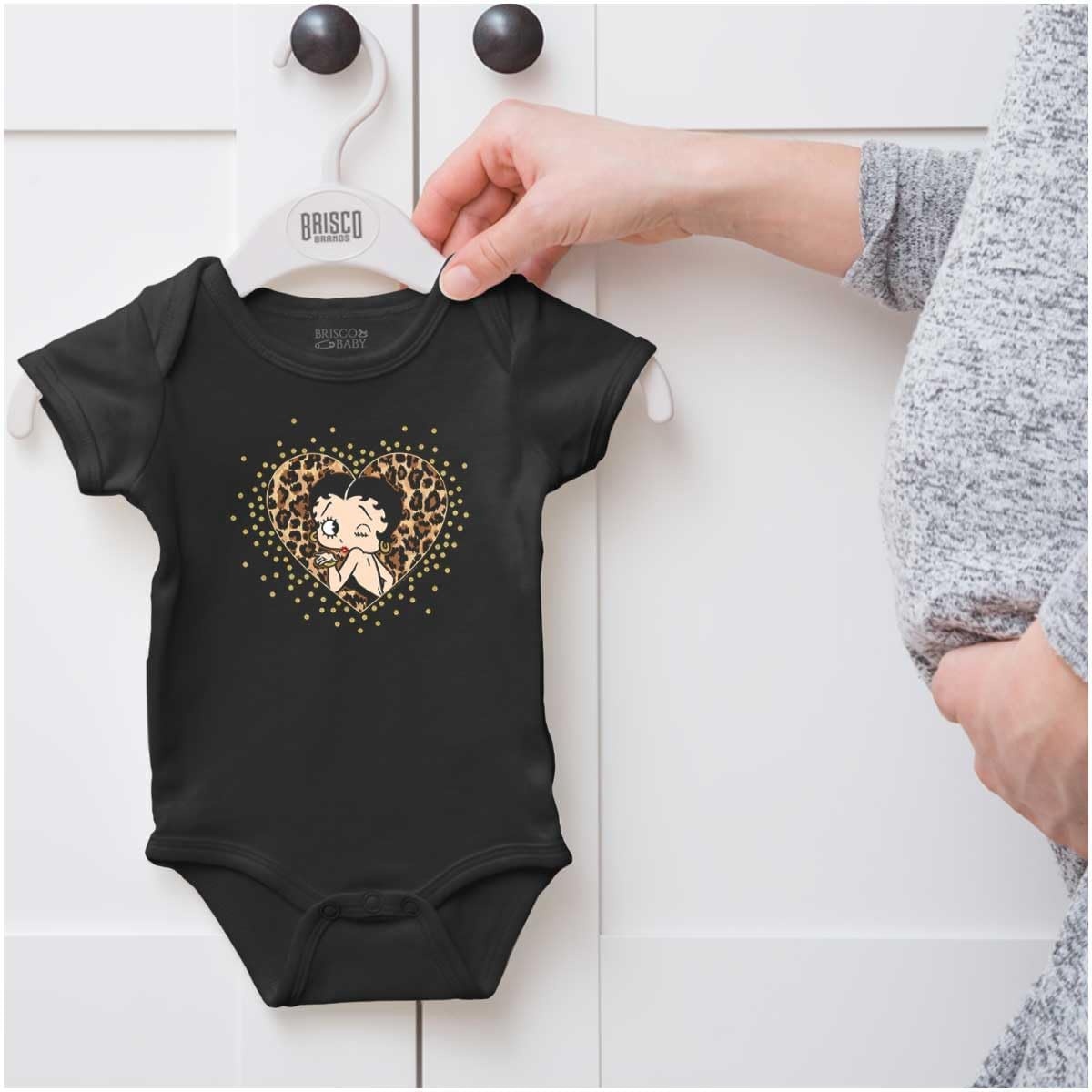 image:imageBrisco Brands Betty Boop Cheetah Print Heart Baby Bodysuit Jumper GirlsBlack
