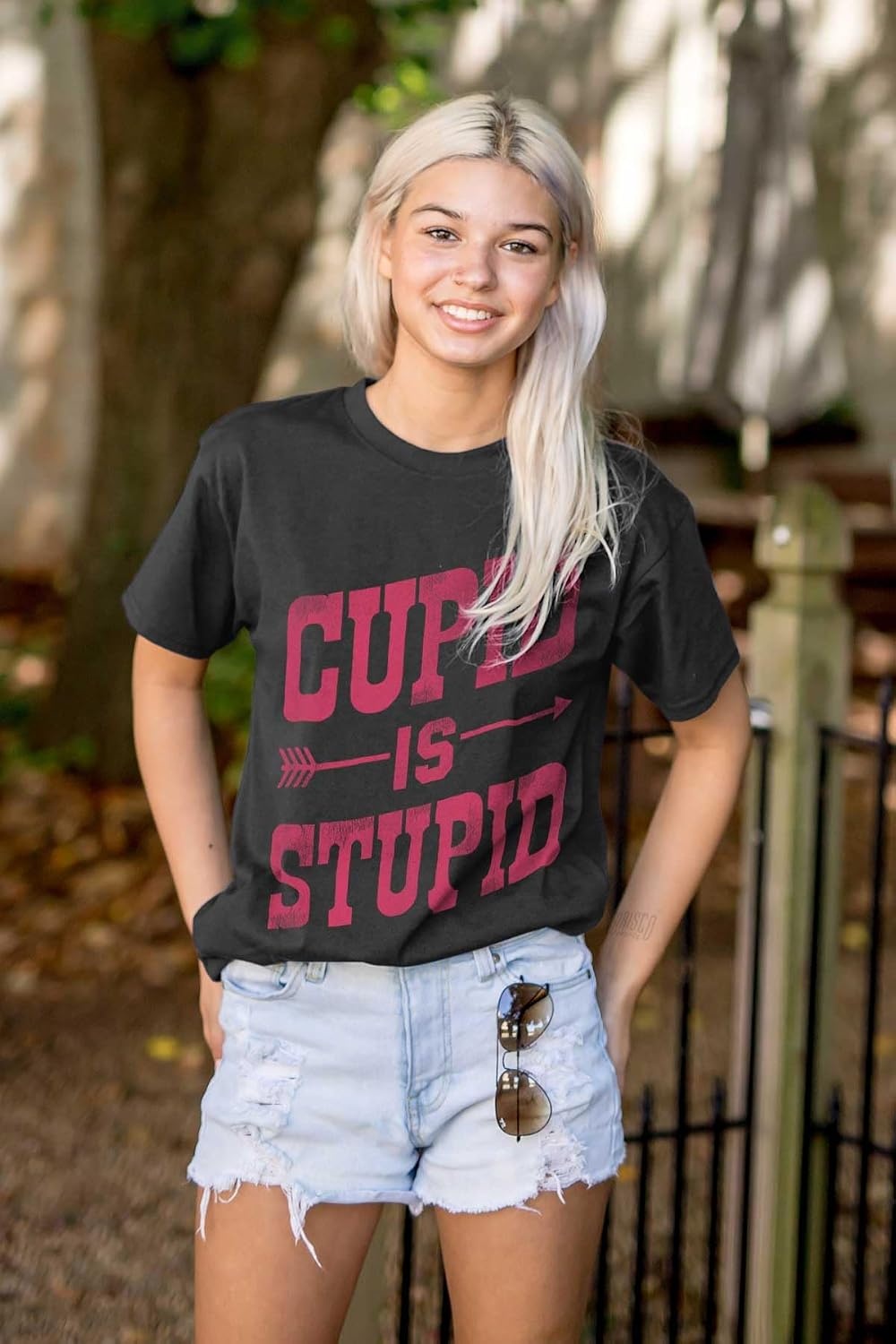 image:imageBrisco Brands Cupid is Stupid Anti Valentines Womens Graphic T Shirt TeesBlack