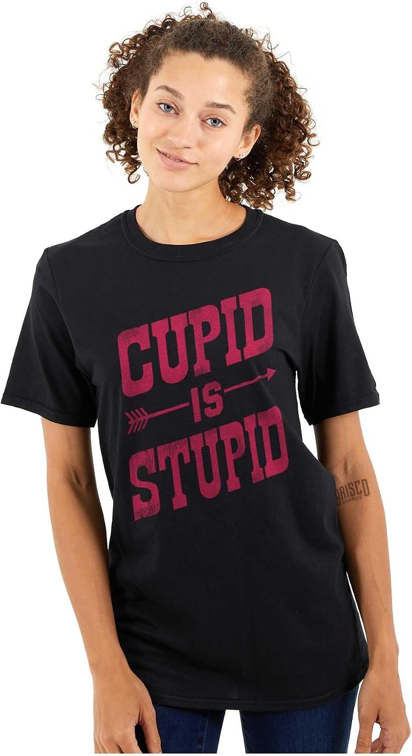 image:imageBrisco Brands Cupid is Stupid Anti Valentines Womens Graphic T Shirt TeesBlack