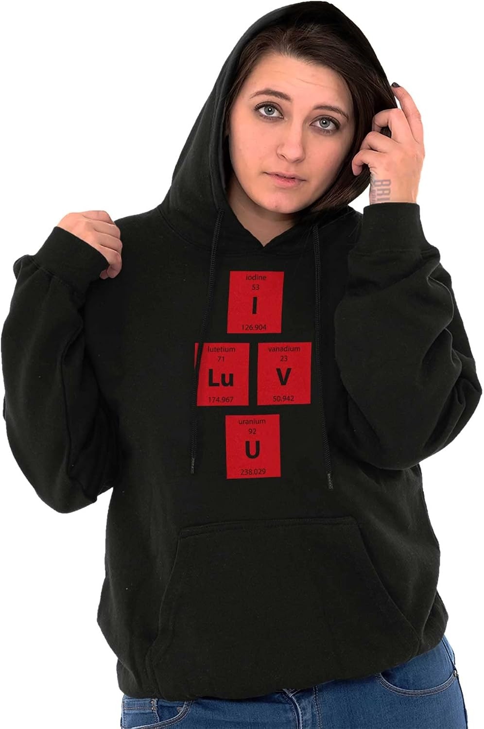 image:imageBrisco Brands I Love You Periodic Table Chemistry Hoodie Sweatshirt WomenBlack