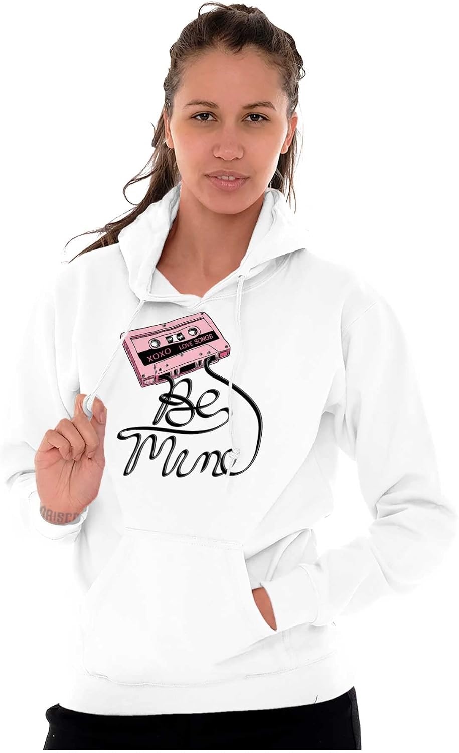 image:imageBrisco Brands Retro Mixtape Be Mine Valentine Hoodie Sweatshirt WomenWhite