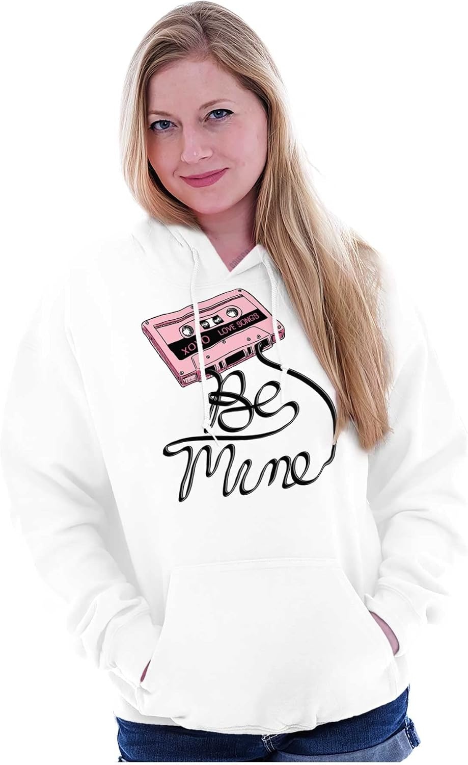 image:imageBrisco Brands Retro Mixtape Be Mine Valentine Hoodie Sweatshirt WomenWhite