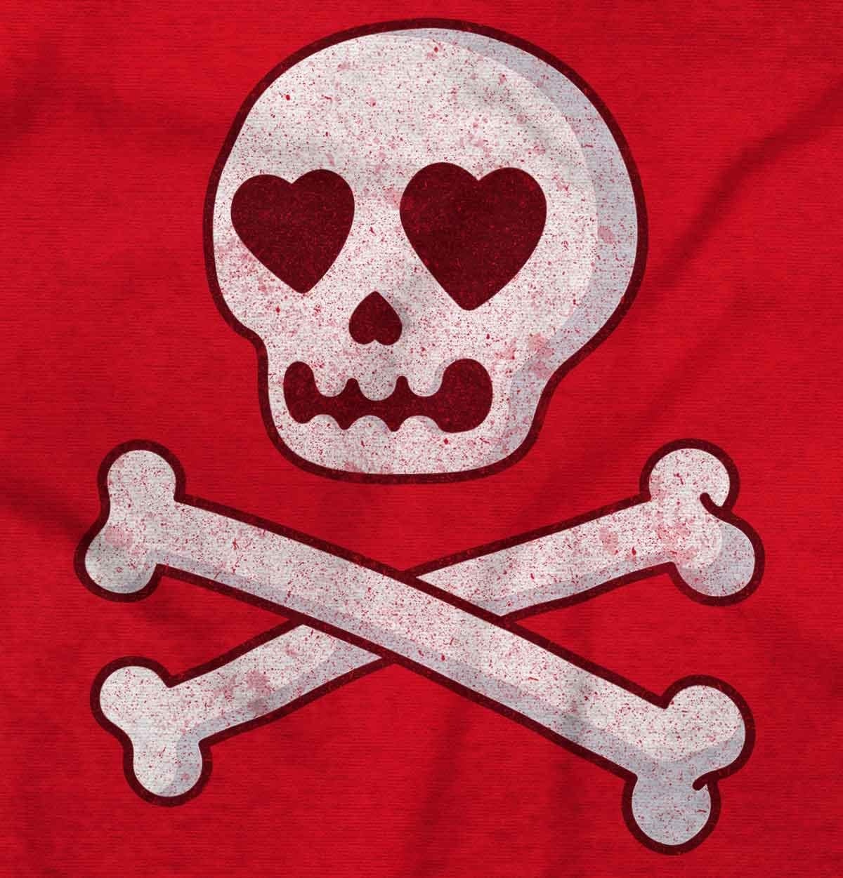 image:imageBrisco Brands Skeleton Skull Crossbone Heart Symbol Womens Graphic T Shirt TeesRed