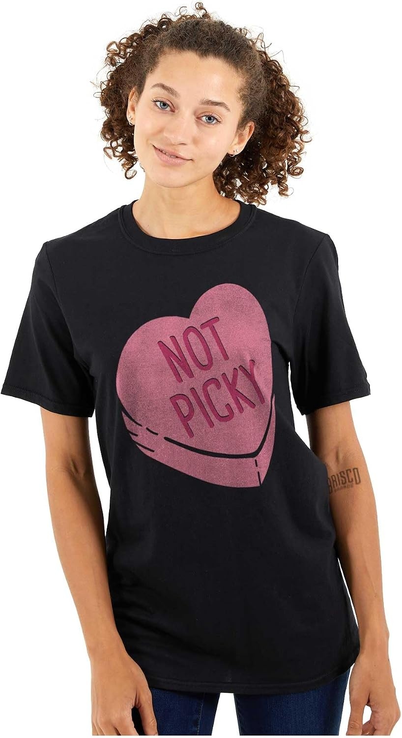 image:imageNot Picky Candy Heart Valentines Day Womens Graphic T Shirt TeesBlack