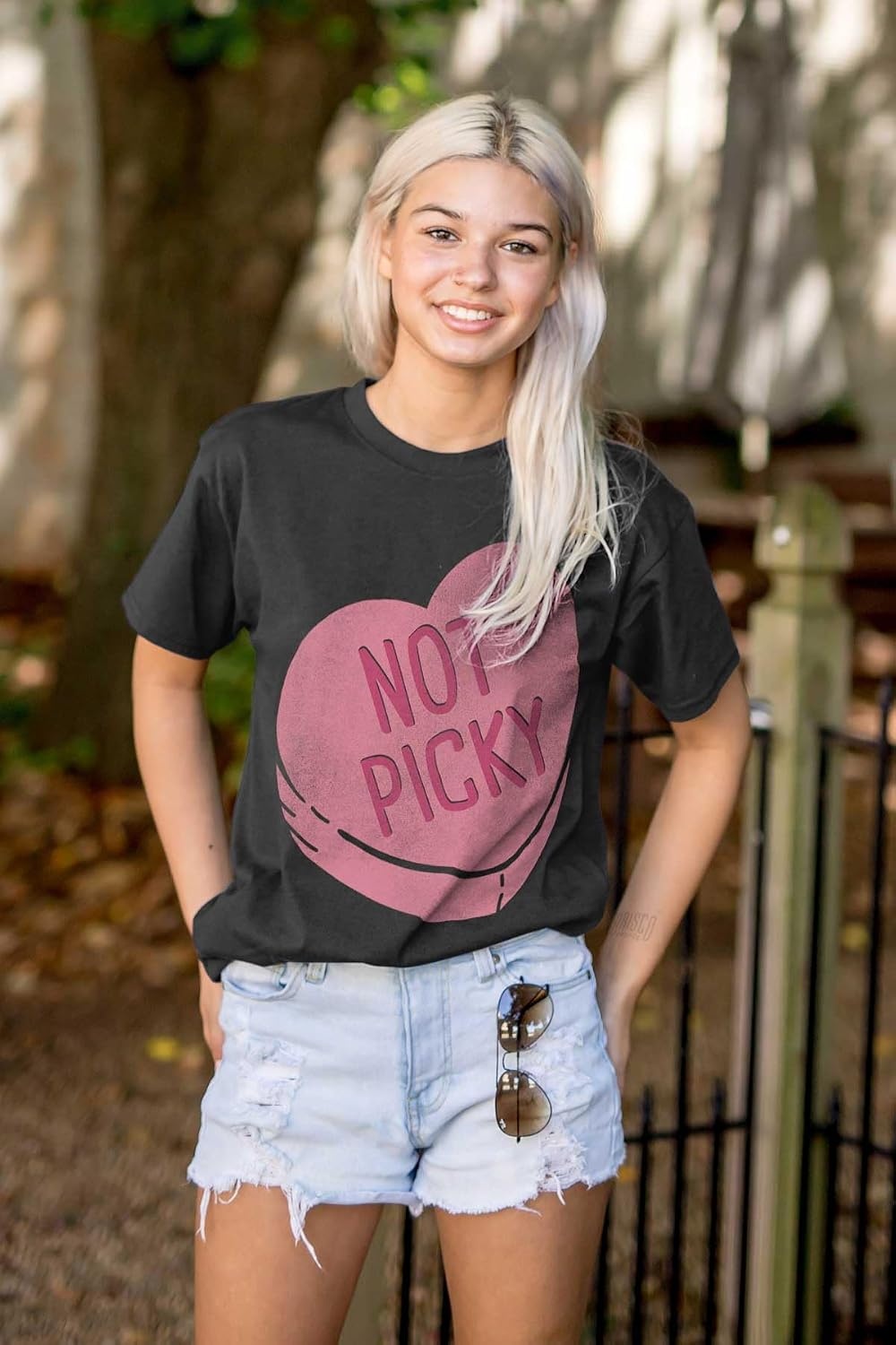 image:imageNot Picky Candy Heart Valentines Day Womens Graphic T Shirt TeesBlack