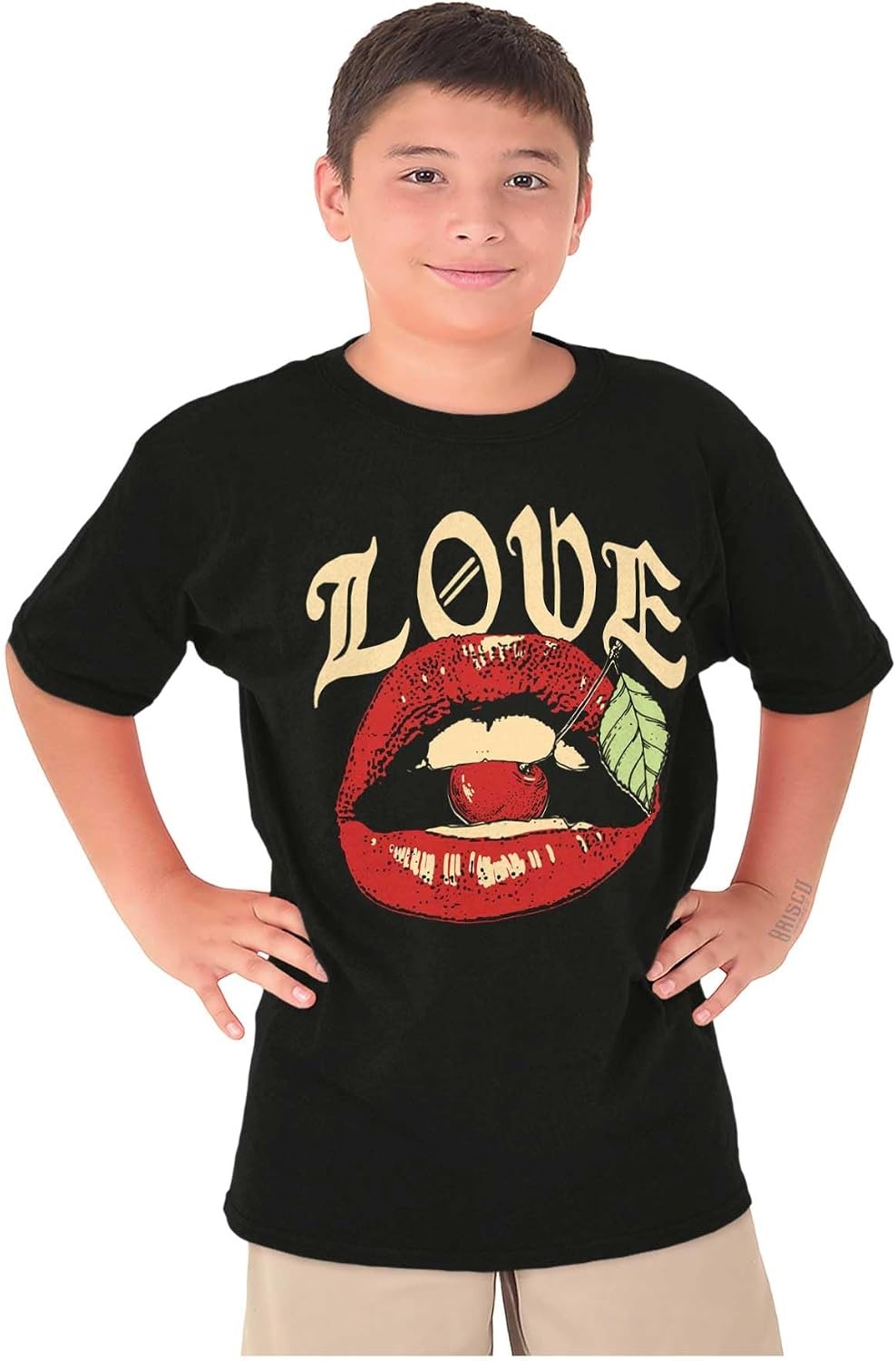 image:imageVintage Love Lips Biting Cherry Crewneck T Shirts Boy Girl