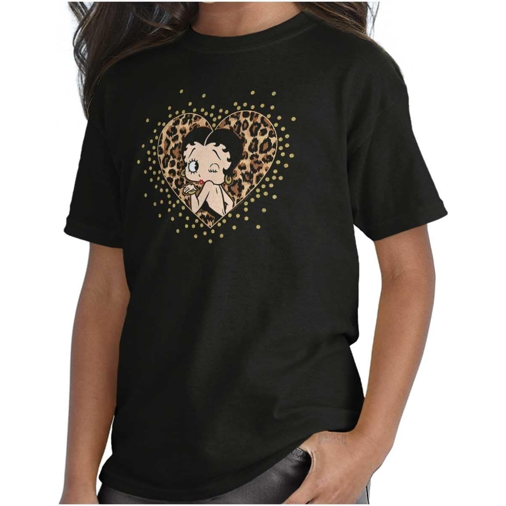 image:imageBetty Boop Cheetah Print Heart Girls Kids T Shirt Tees
