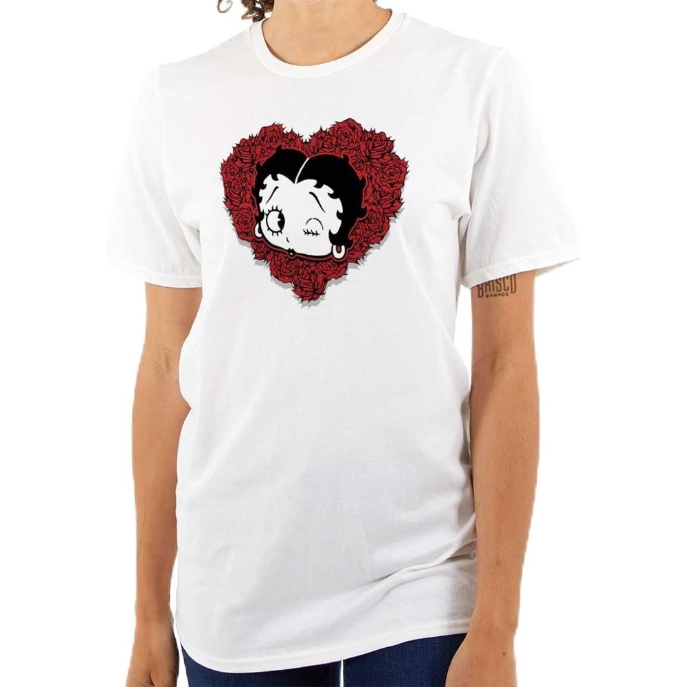 image:imageBetty Boop Heart Wink Blowing Kisses Womens Graphic T Shirt TeesWhite