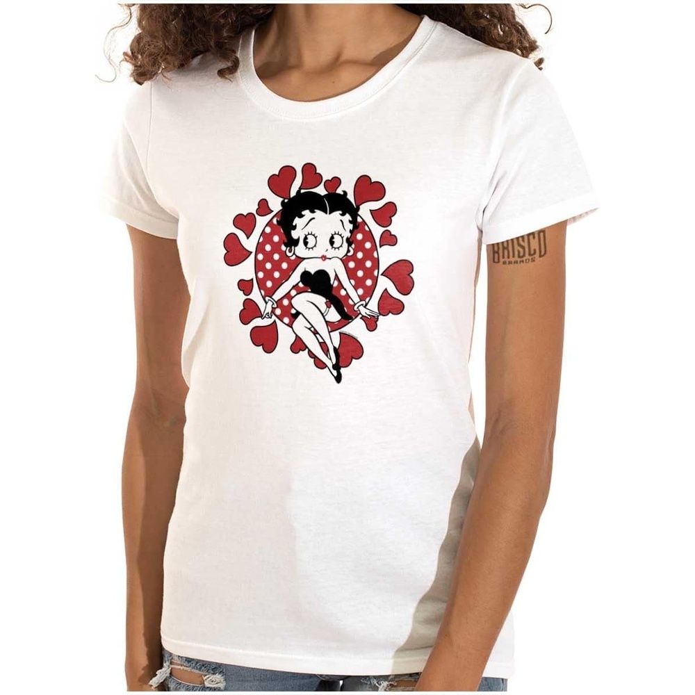 image:imageBetty Boop Surrounded by Love Hearts Womens Slim Fit Graphic Tee