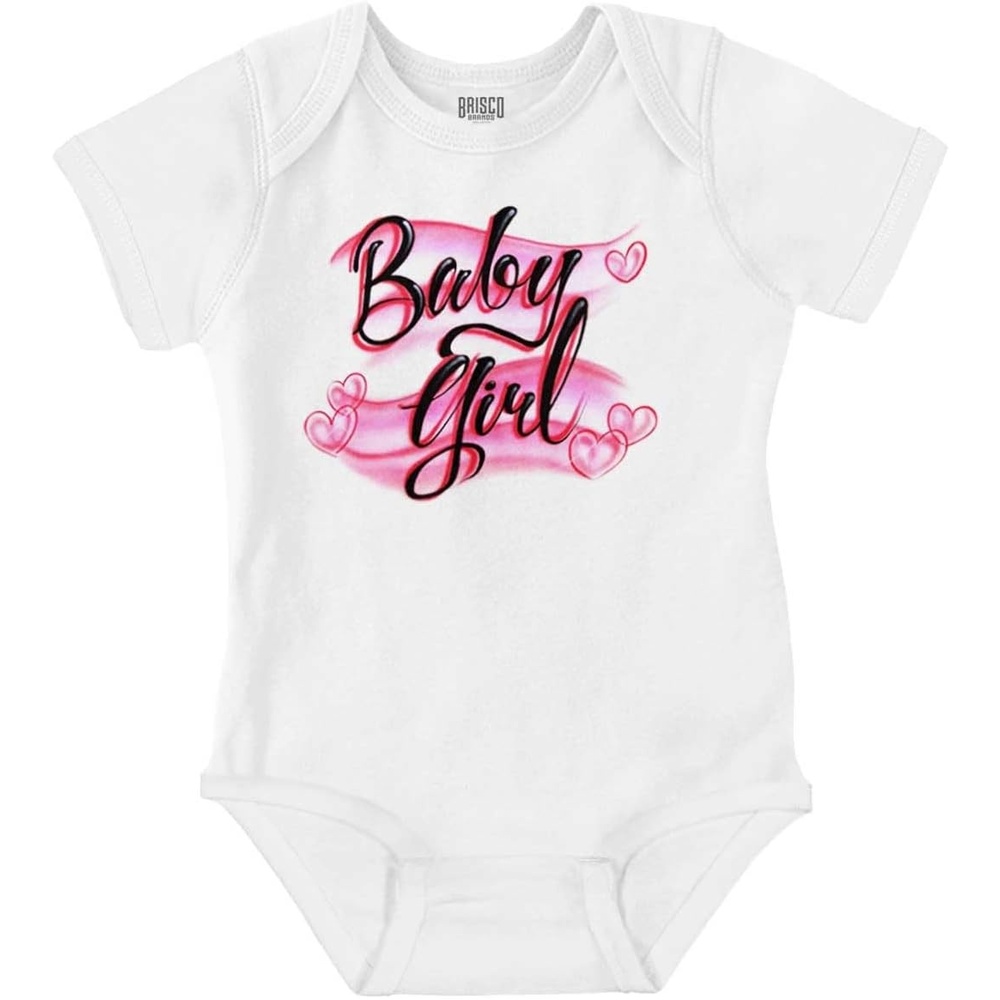 image:imageBrisco Brands Airbrushed Baby Girl Hearts Love Baby Bodysuit Jumper GirlsWhite