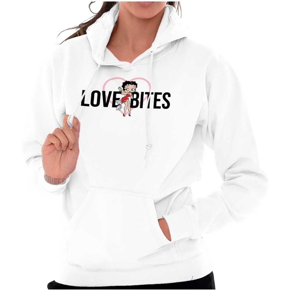 image:imageBrisco Brands Betty Boop Love Bites Single Girls Hoodie Sweatshirt WomenWhite