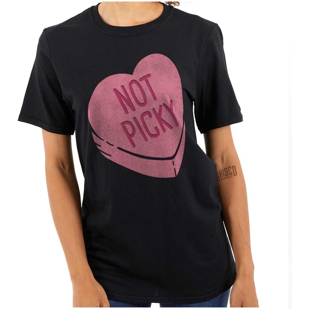 image:imageNot Picky Candy Heart Valentines Day Womens Graphic T Shirt TeesBlack