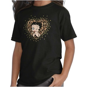 Betty Boop Cheetah Print Heart Girls Kids T Shirt Tees
