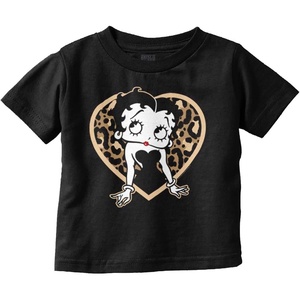 Betty Boop Leopard Print Heart Toddler Baby Girl T Shirt(Black)