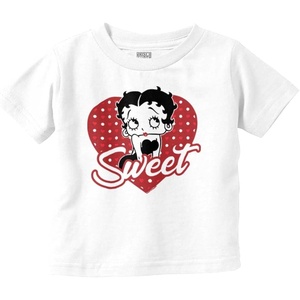 Betty Boop Sweetheart Love Cute Youth T Shirt Tee Girls(White)