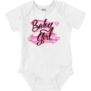 Brisco Brands Airbrushed Baby Girl Hearts Love Baby Bodysuit Jumper Girls(White)