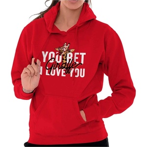 Brisco Brands Bet Giraffe I Love You Funny Hoodie Sweatshirt Women(Red)