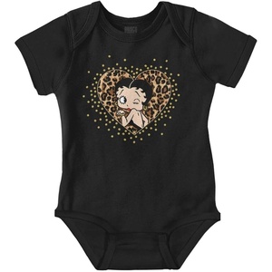 Brisco Brands Betty Boop Cheetah Print Heart Baby Bodysuit Jumper Girls(Black)