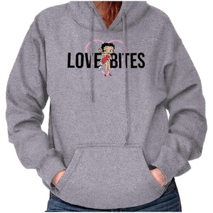 Brisco Brands Betty Boop Love Bites Single Girls Hoodie Sweatshirt Women(Sport Grey)