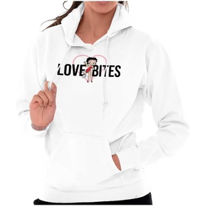 Brisco Brands Betty Boop Love Bites Single Girls Hoodie Sweatshirt Women(White)