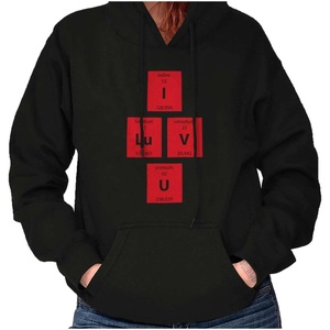 Brisco Brands I Love You Periodic Table Chemistry Hoodie Sweatshirt Women(Black)