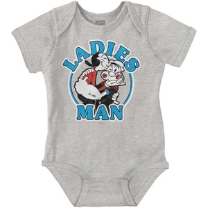 Brisco Brands Popeye and Olive Oyl Ladies Man Funny Baby Bodysuit Jumper Boys(Heather)