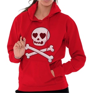 Brisco Brands Skeleton Skull Crossbone Heart Symbol Hoodie Sweatshirt Women(Red)