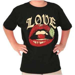 Vintage Love Lips Biting Cherry Crewneck T Shirts Boy Girl