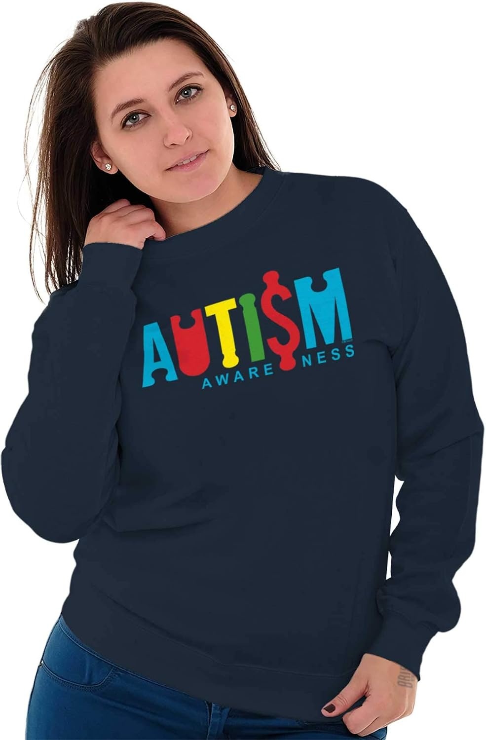 image:imageBrisco Brands Autism Awareness Advocate Puzzle Sweatshirt for Men or WomenNavy