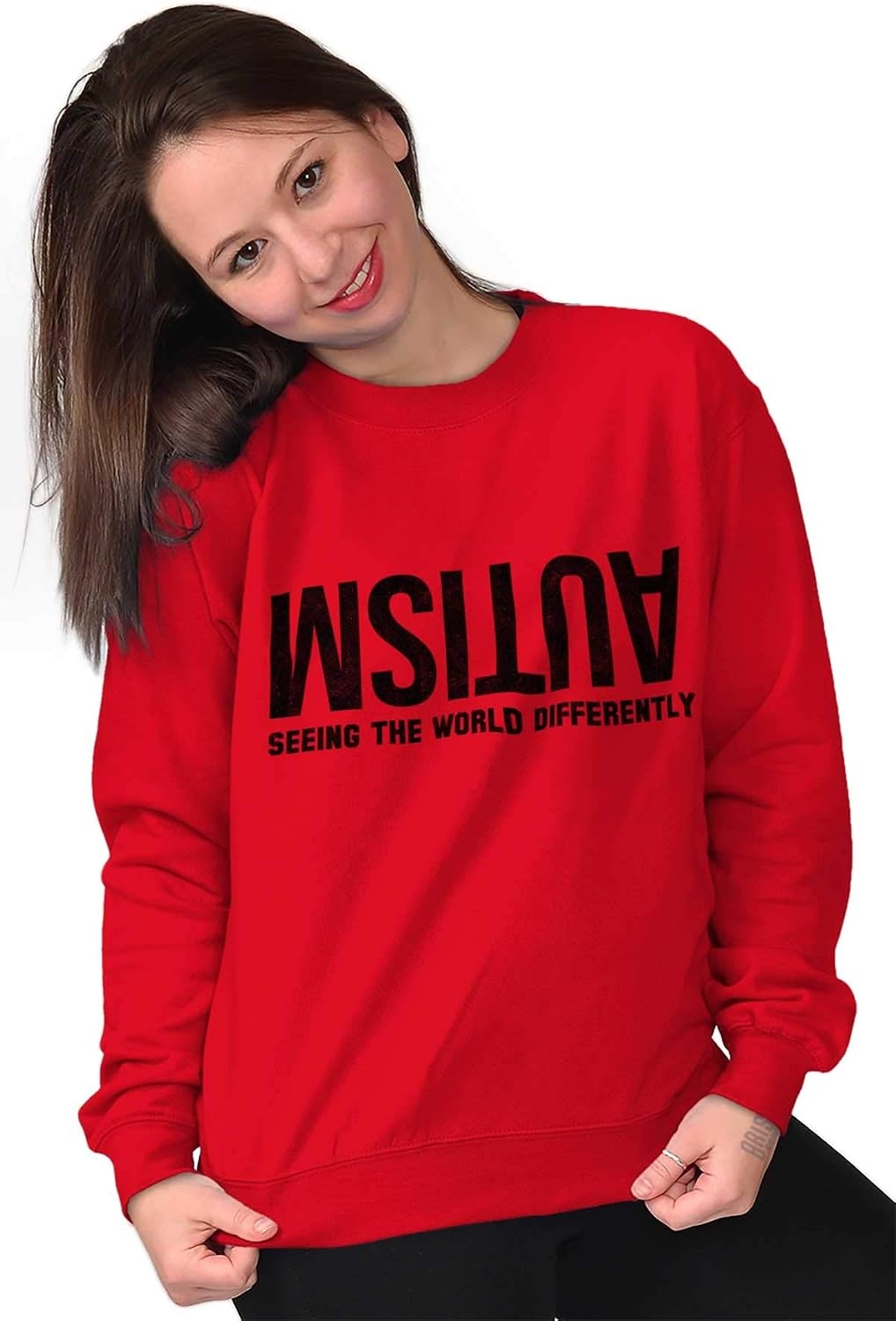 image:imageBrisco Brands Autism Seeing the World Differently Sweatshirt for Men or WomenRed