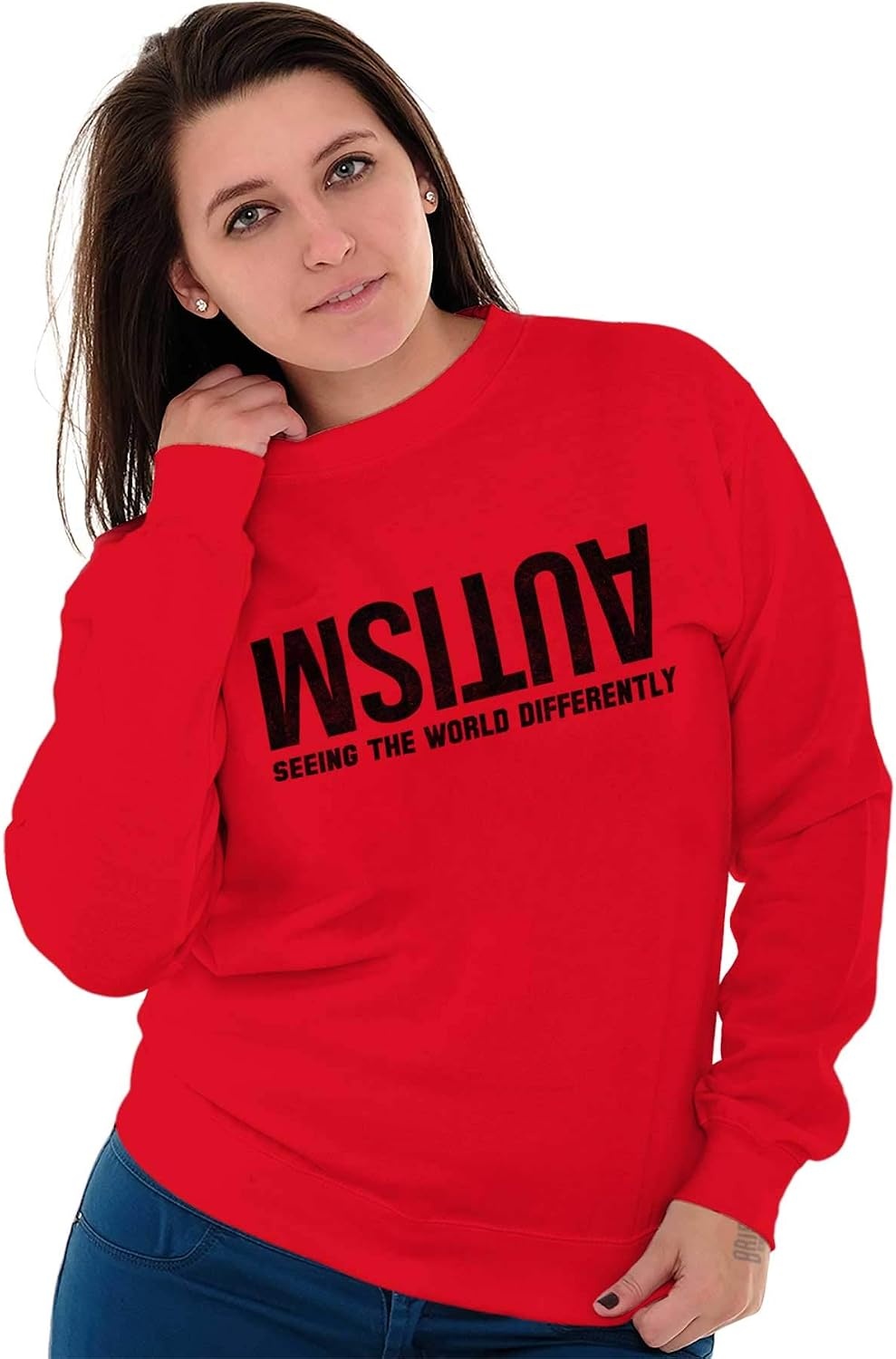 image:imageBrisco Brands Autism Seeing the World Differently Sweatshirt for Men or WomenRed