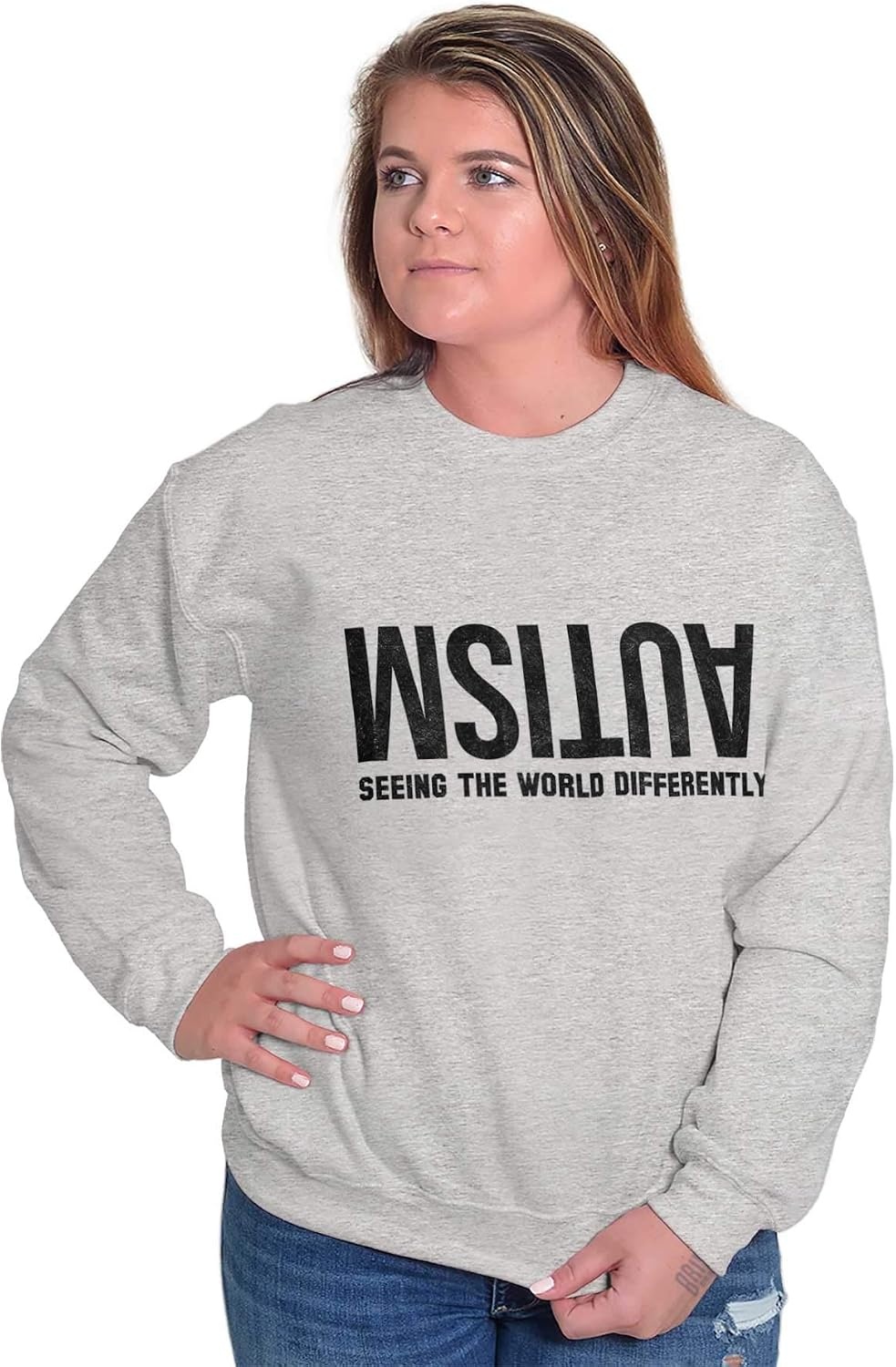 image:imageBrisco Brands Autism Seeing the World Differently Sweatshirt for Men or WomenSport Grey