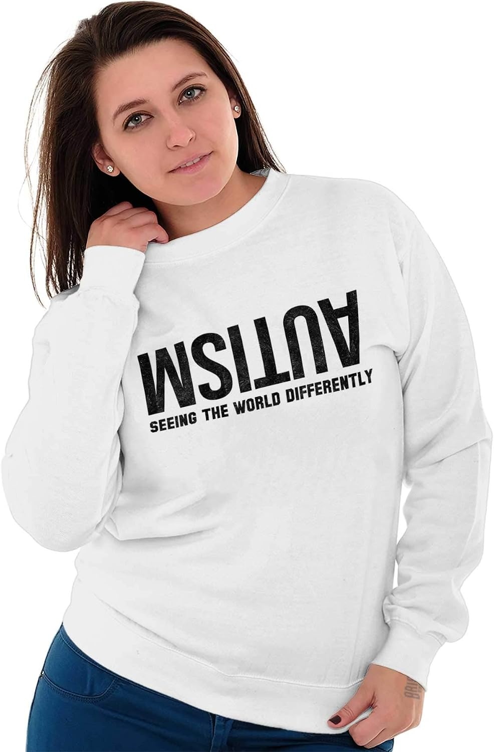 image:imageBrisco Brands Autism Seeing the World Differently Sweatshirt for Men or WomenWhite