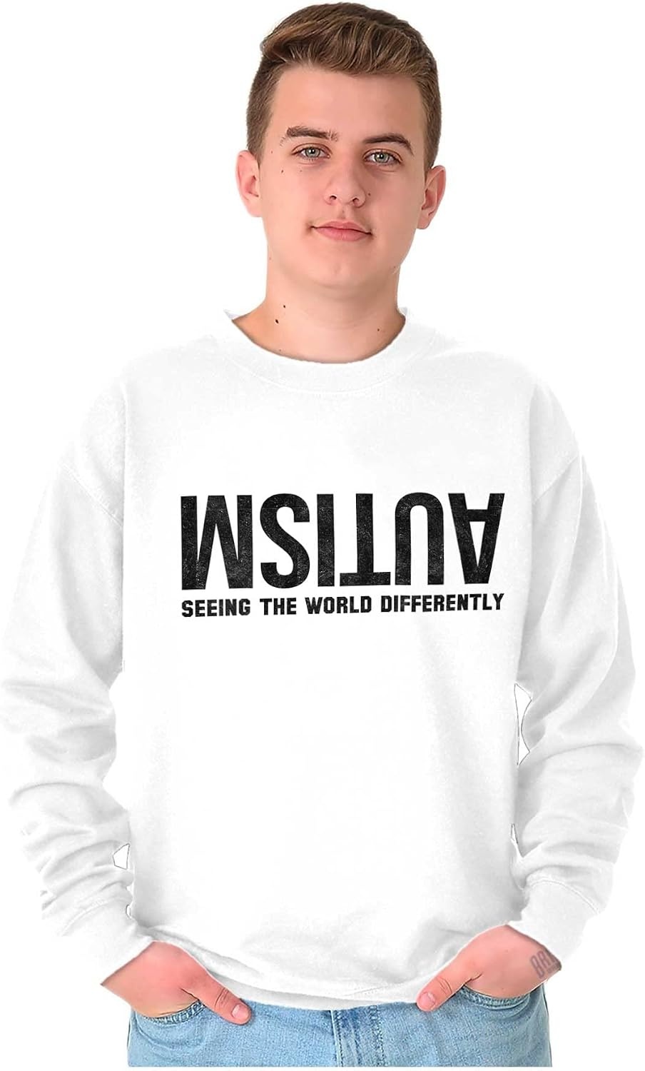 image:imageBrisco Brands Autism Seeing the World Differently Sweatshirt for Men or WomenWhite