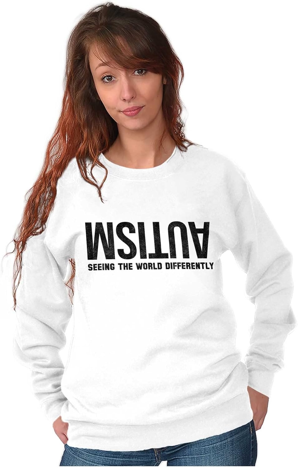 image:imageBrisco Brands Autism Seeing the World Differently Sweatshirt for Men or WomenWhite