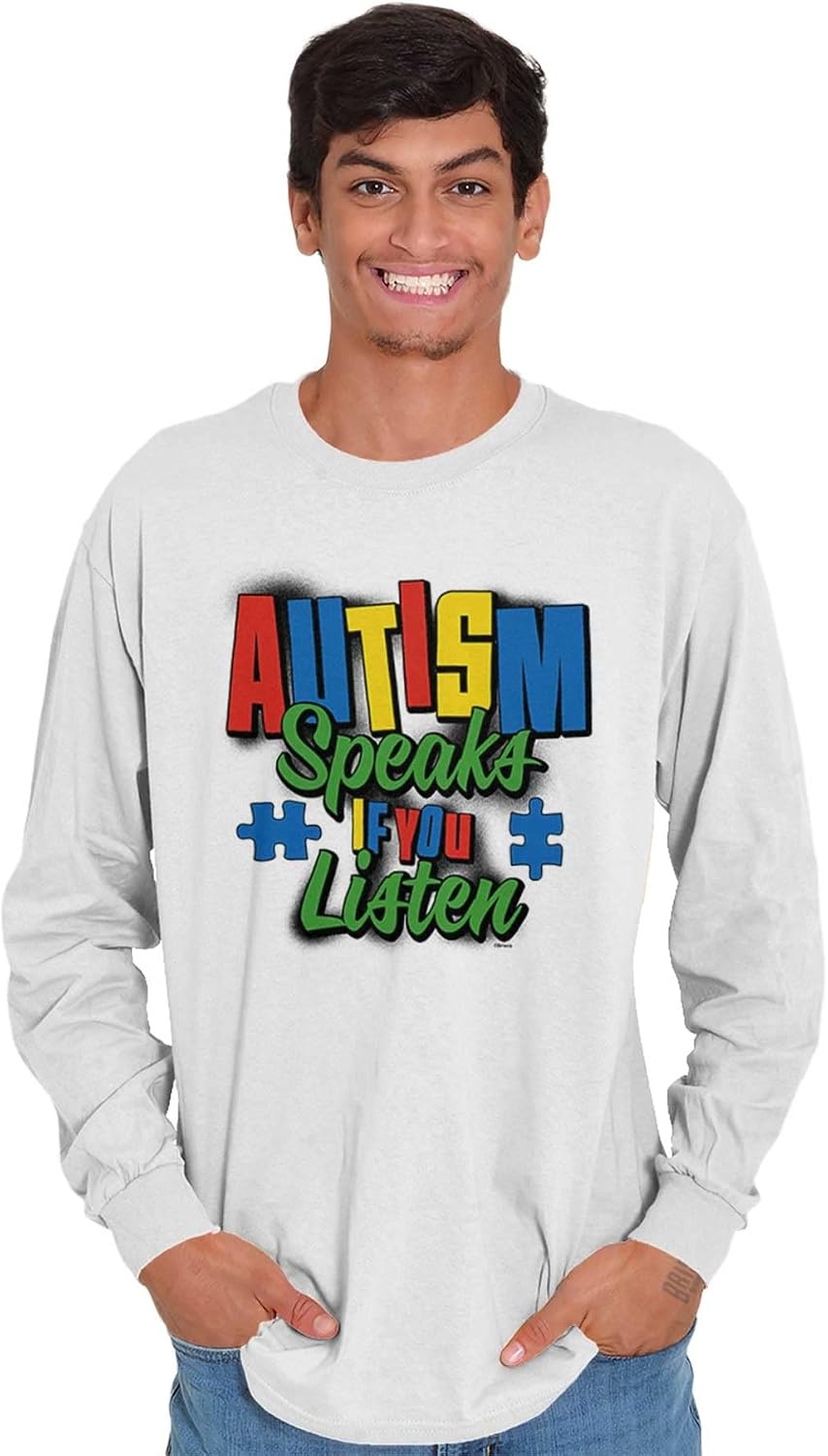 image:imageBrisco Brands Autism Speaks If You Listen Awareness Long Sleeve Tshirt Men WomenWhite