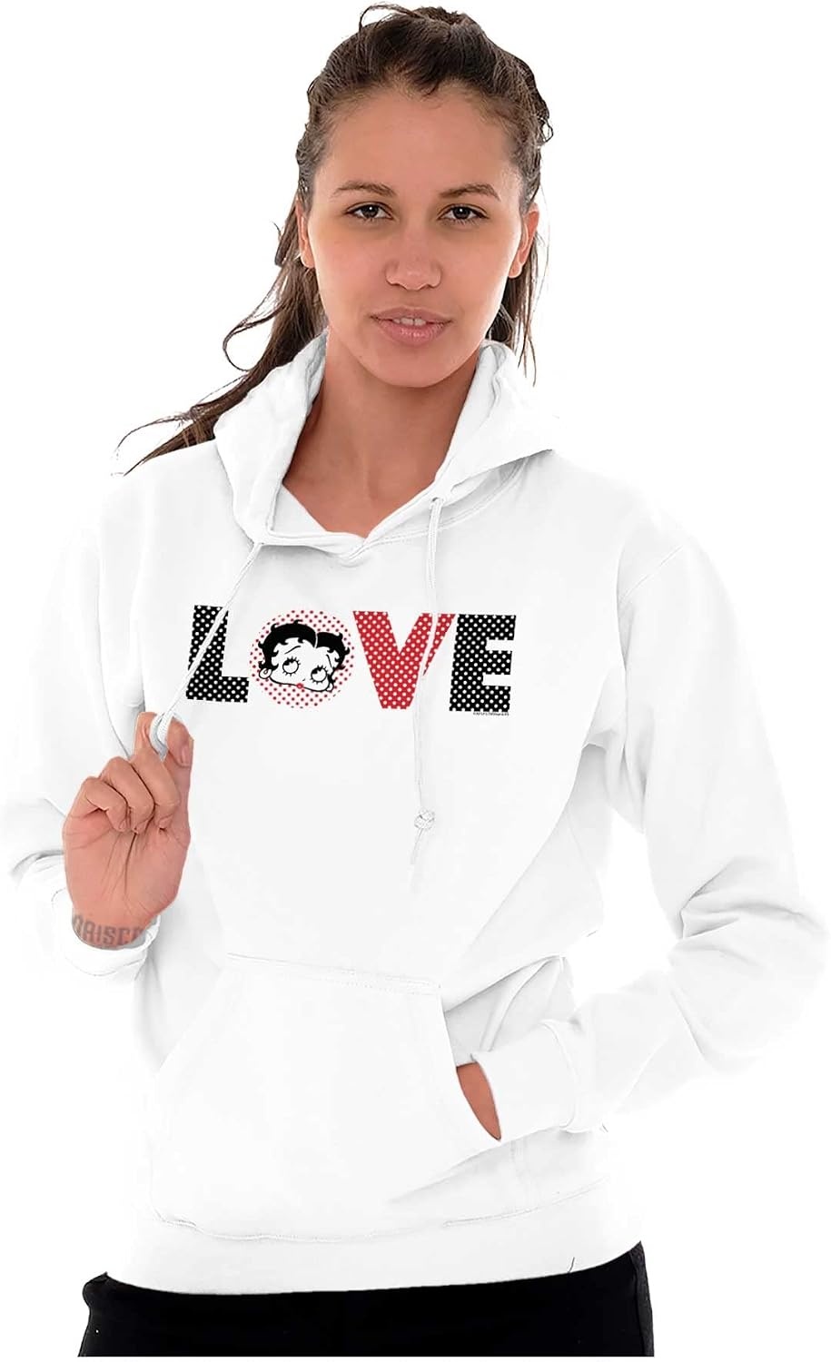 image:imageBrisco Brands Betty Boop Cartoon Polka Dots Love Hoodie Sweatshirt Women