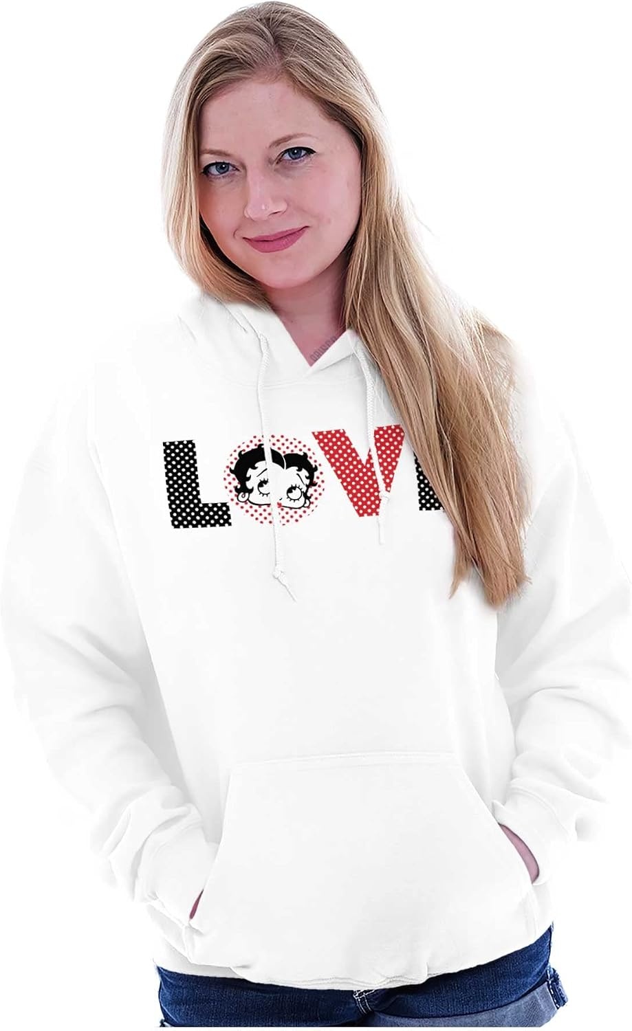 image:imageBrisco Brands Betty Boop Cartoon Polka Dots Love Hoodie Sweatshirt Women