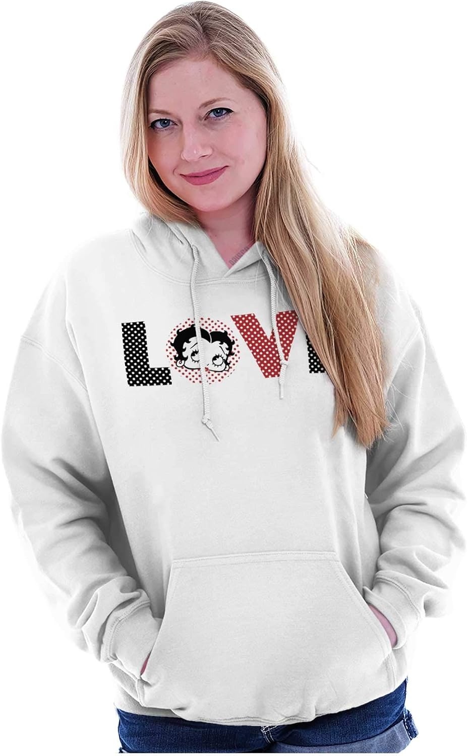 image:imageBrisco Brands Betty Boop Cartoon Polka Dots Love Hoodie Sweatshirt Women
