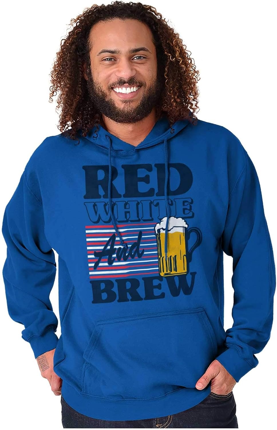 image:imageBrisco Brands Patriotic Drinking Beer Drinker Flag Hoodie Sweatshirt Women MenRoyal