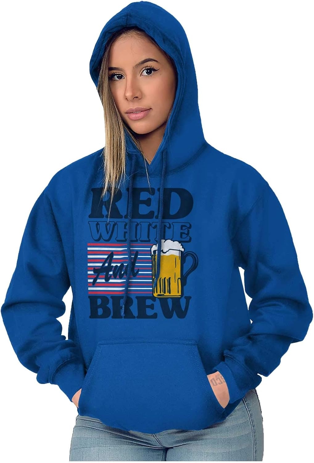 image:imageBrisco Brands Patriotic Drinking Beer Drinker Flag Hoodie Sweatshirt Women MenRoyal