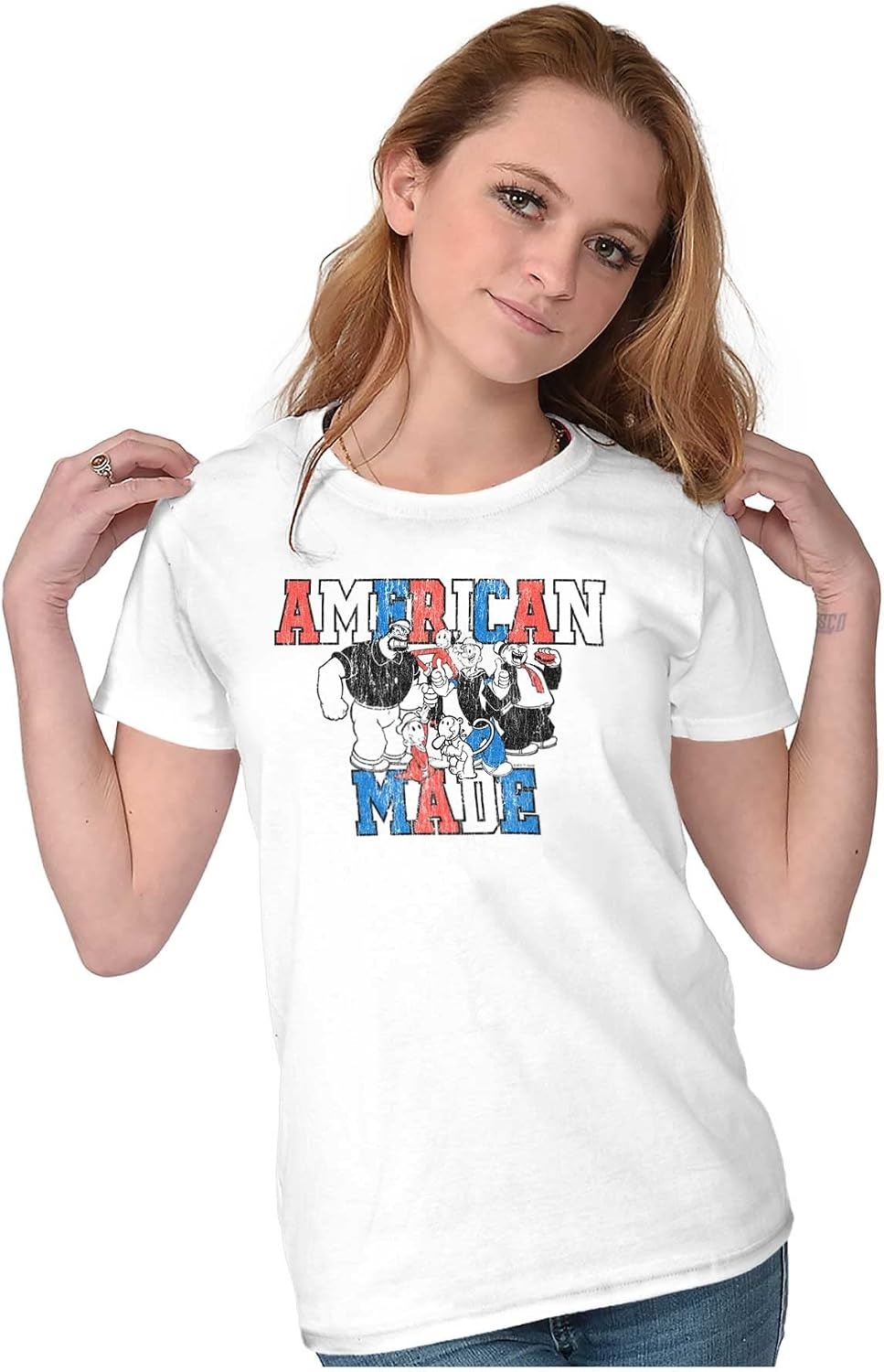 image:imageBrisco Brands Popeye Characters American Made Womens Slim Fit Graphic Tee