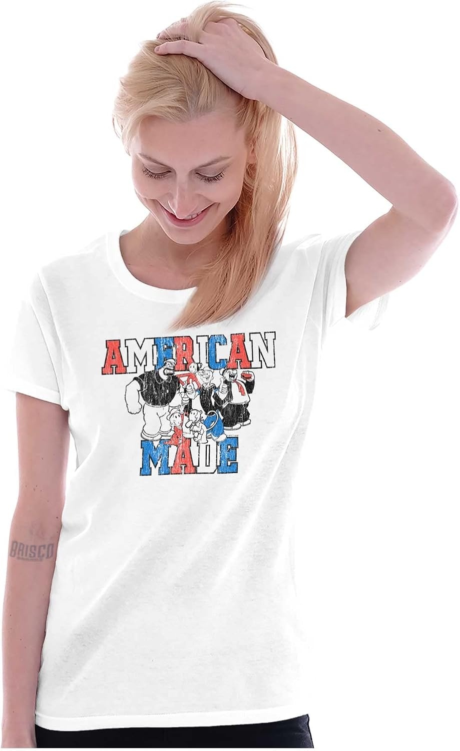 image:imageBrisco Brands Popeye Characters American Made Womens Slim Fit Graphic Tee